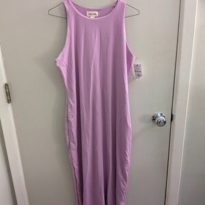 Open Edit Pink Sleeveless Maxi Dress Nylon Spandex Blend Large Summer Beach Pool